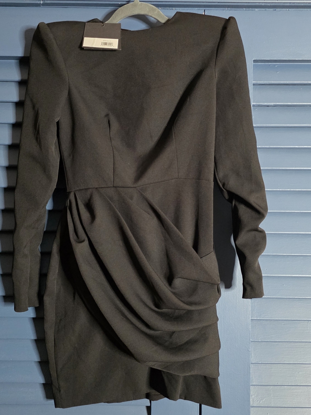 NWT Ieena for Mac Duggal Black Long Sleeve Ruched Mini Dress - Size 0